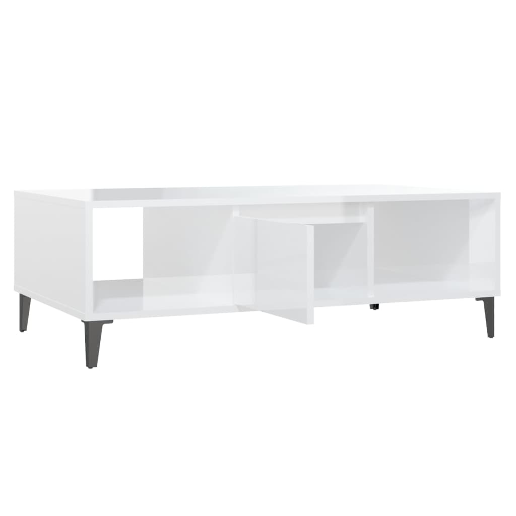 vidaXL Măsuță de cafea, alb extralucios, 103,5x60x35cm, lemn prelucrat vidaXL Măsuță de cafea, alb extralucios, 103,5x60x35cm, lemn prelucrat