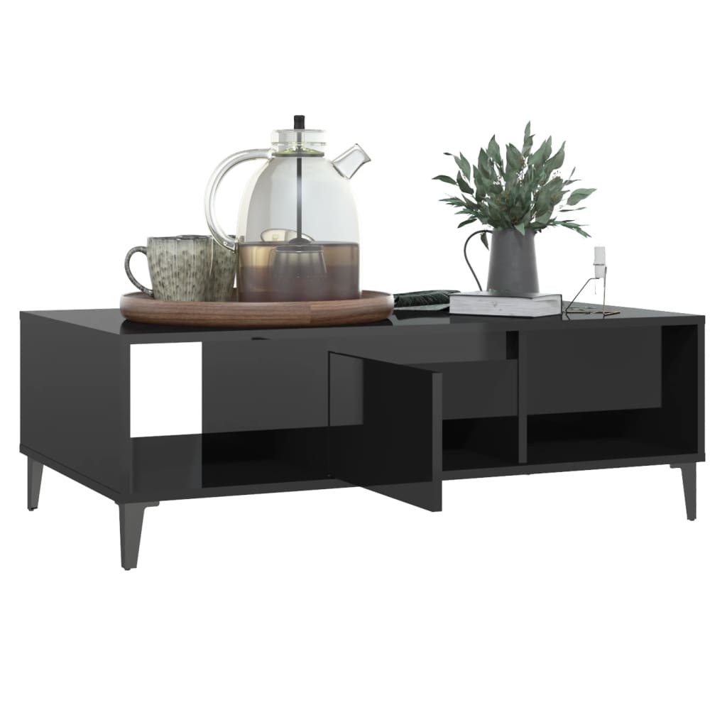 vidaXL Măsuță de cafea negru extralucios 103,5x60x35 cm lemn prelucrat