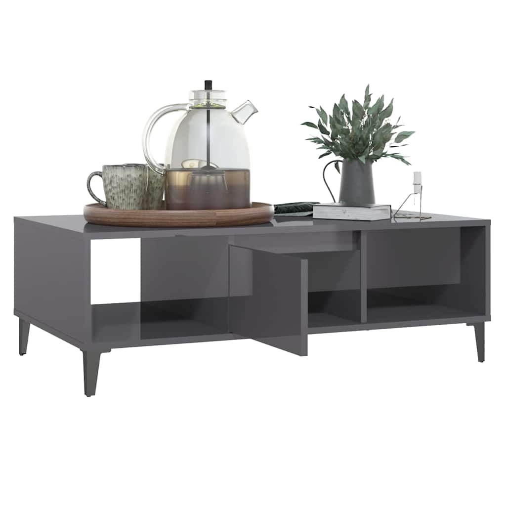 vidaXL Măsuță de cafea, gri extralucios, 103,5x60x35cm, lemn prelucrat