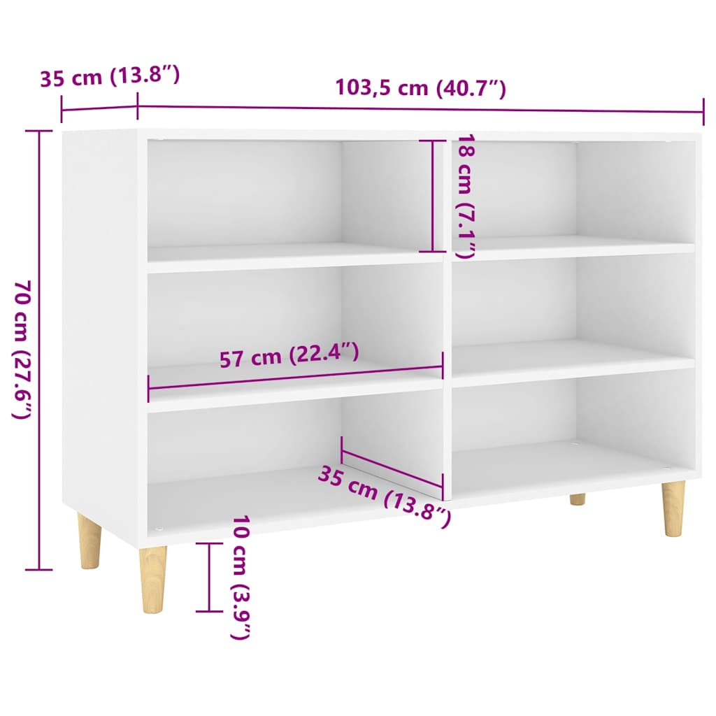 vidaXL Servantă, alb, 103,5x35x70 cm, lemn compozit vidaXL Servantă, alb, 103,5x35x70 cm, lemn compozit