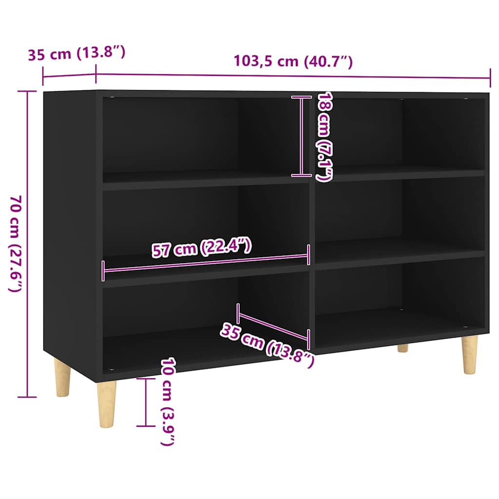 vidaXL Servantă, negru, 103,5x35x70 cm, lemn compozit vidaXL Servantă, negru, 103,5x35x70 cm, lemn compozit