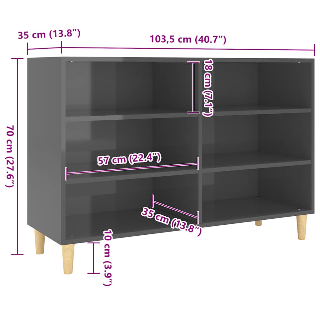 vidaXL Servantă, gri extralucios, 103,5x35x70 cm, PAL vidaXL Servantă, gri extralucios, 103,5x35x70 cm, PAL