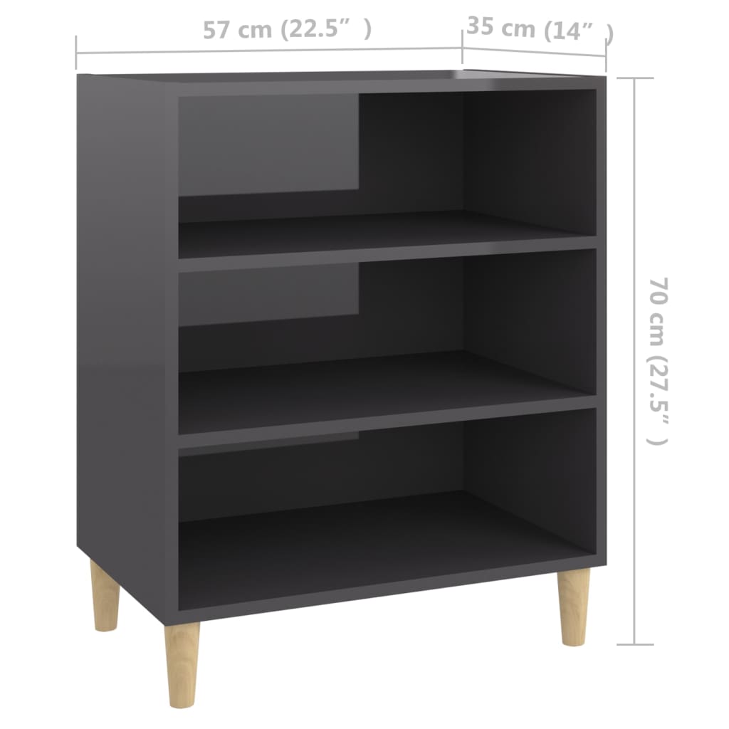 vidaXL Servantă, gri extra lucios, 57x35x70 cm, PAL
