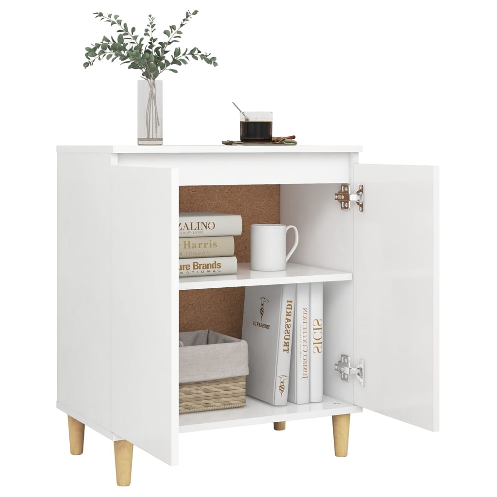 vidaXL Servantă cu picioare din lemn masiv, alb, 60x35x70 cm, PAL vidaXL Servantă cu picioare din lemn masiv, alb, 60x35x70 cm, PAL