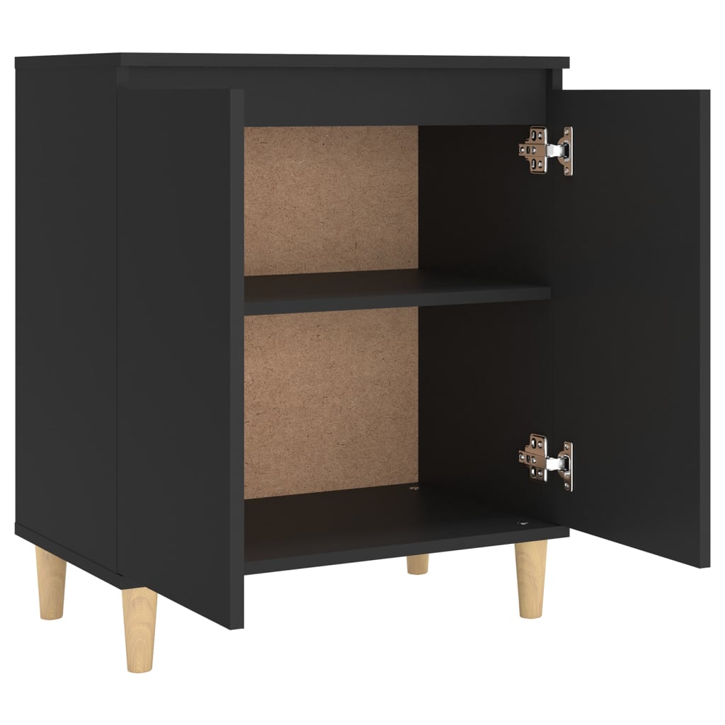vidaXL Servantă cu picioare din lemn masiv, negru, 60x35x70 cm, PAL