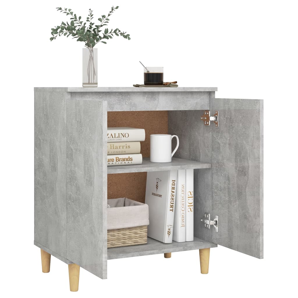 vidaXL Servantă & picioare lemn masiv, gri beton, 60x35x70 cm, PAL vidaXL Servantă & picioare lemn masiv, gri beton, 60x35x70 cm, PAL