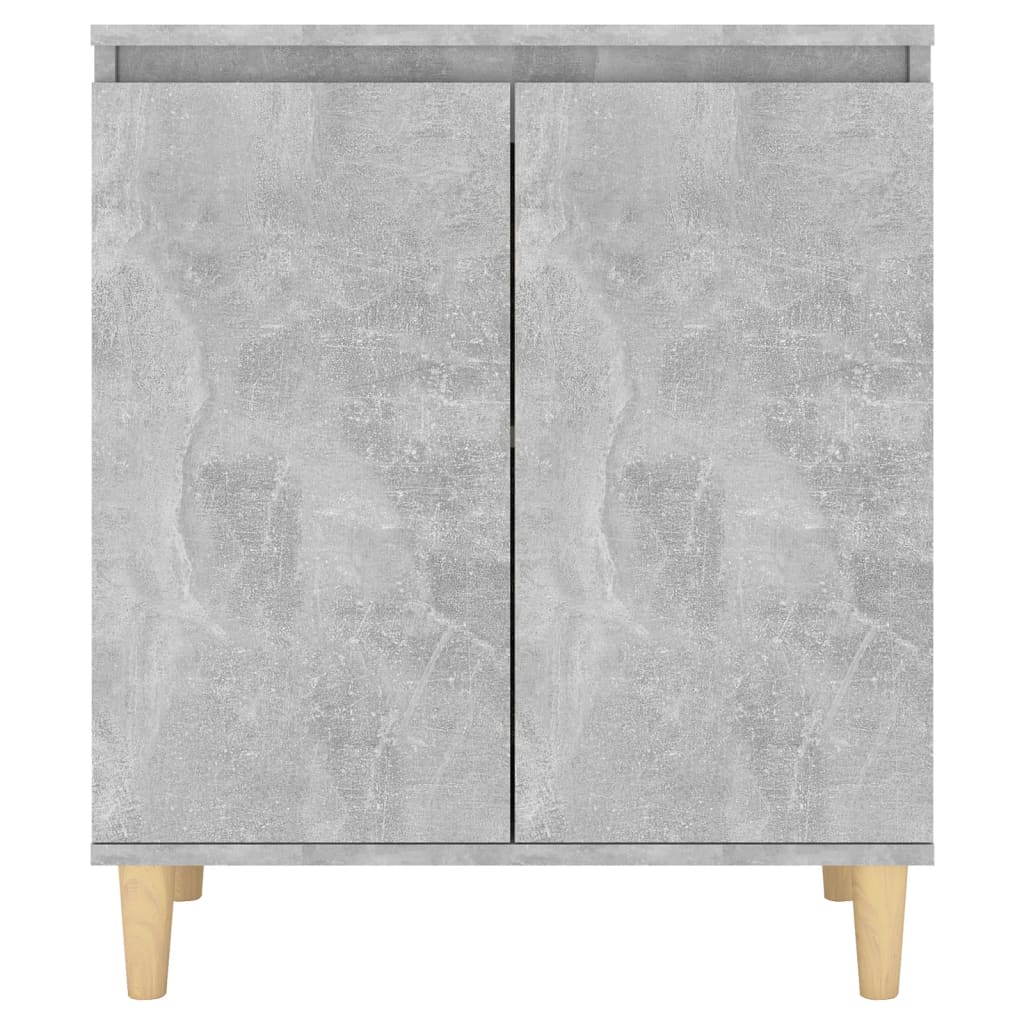 vidaXL Servantă & picioare lemn masiv, gri beton, 60x35x70 cm, PAL vidaXL Servantă & picioare lemn masiv, gri beton, 60x35x70 cm, PAL