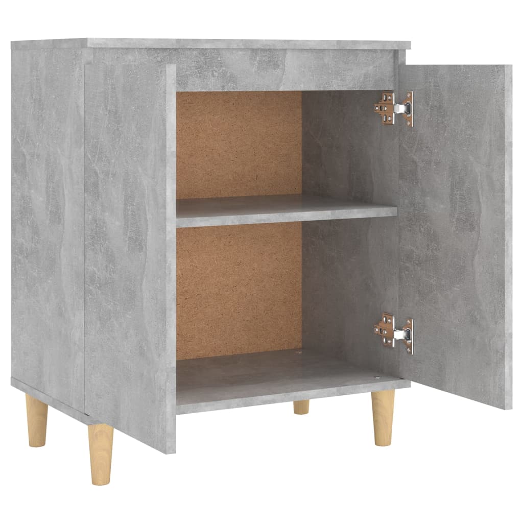vidaXL Servantă & picioare lemn masiv, gri beton, 60x35x70 cm, PAL vidaXL Servantă & picioare lemn masiv, gri beton, 60x35x70 cm, PAL