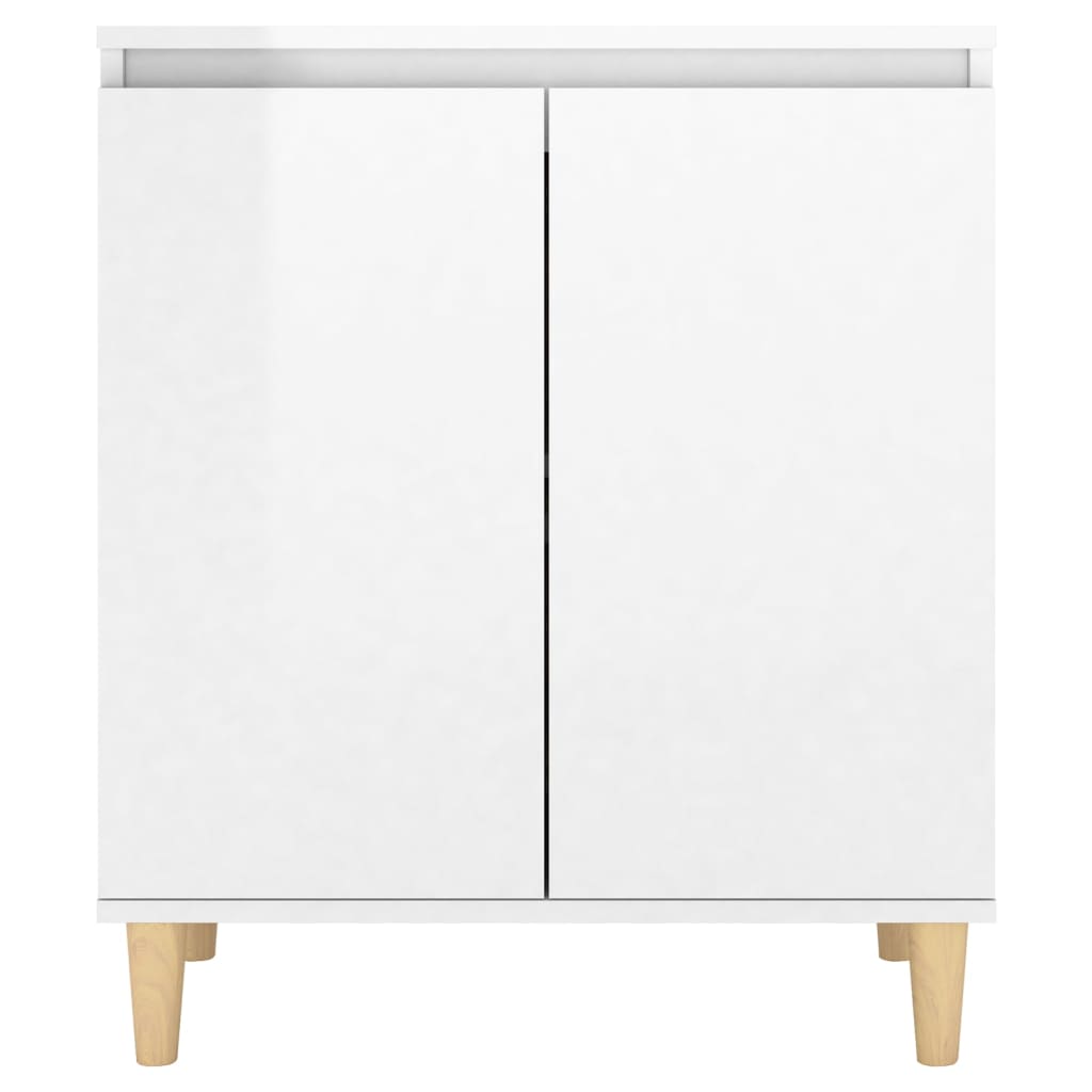 vidaXL Servantă & picioare lemn masiv alb extralucios 60x35x70cm PAL