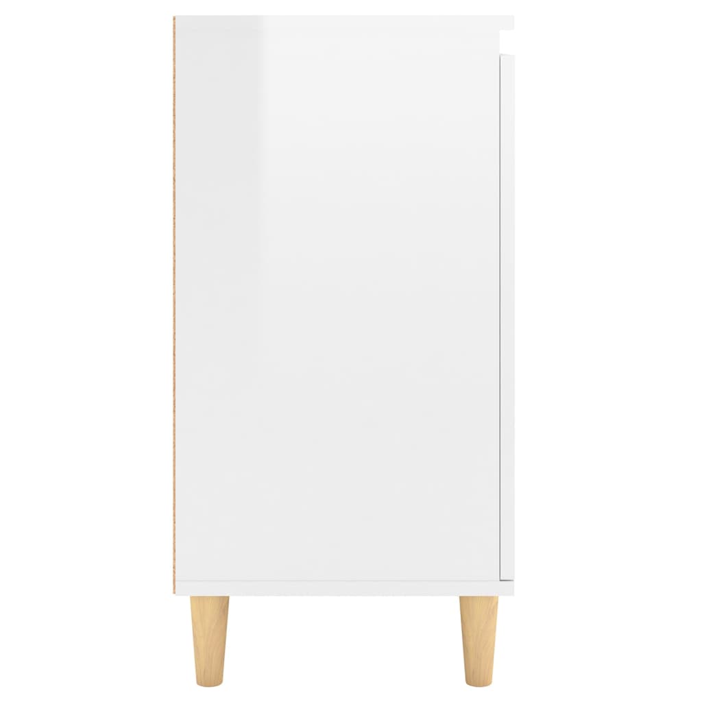 vidaXL Servantă & picioare lemn masiv alb extralucios 60x35x70cm PAL