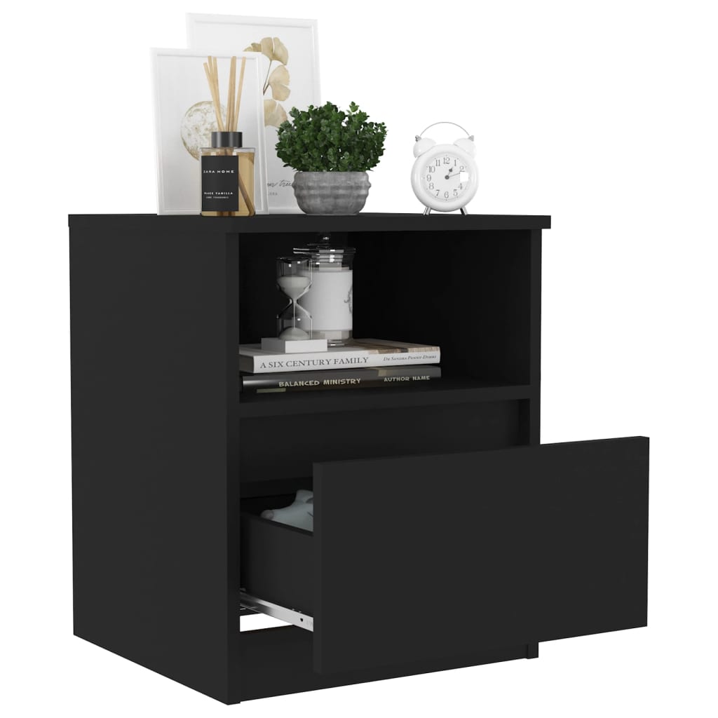 vidaXL Noptiere, 2 buc., negru, 40x40x50 cm, PAL vidaXL Noptiere, 2 buc., negru, 40x40x50 cm, PAL
