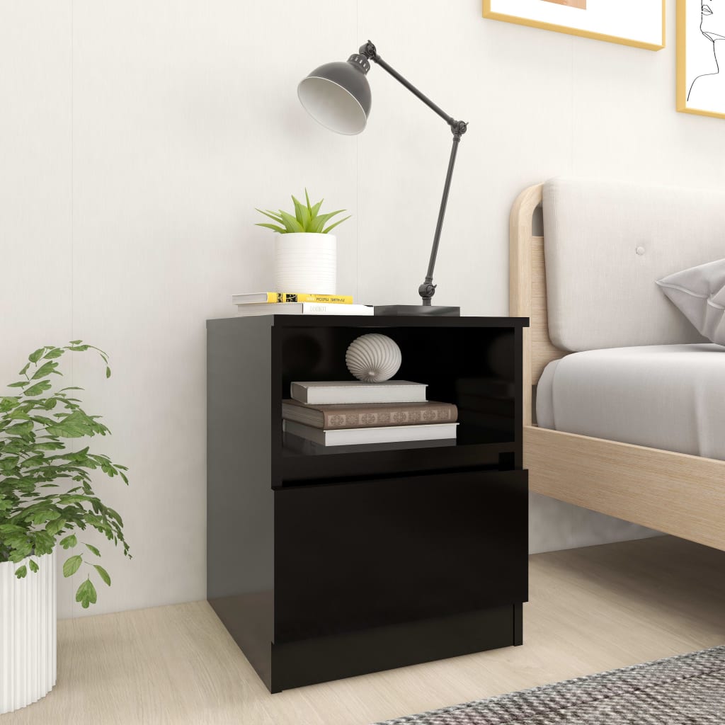 vidaXL Noptiere, 2 buc., negru, 40x40x50 cm, PAL vidaXL Noptiere, 2 buc., negru, 40x40x50 cm, PAL