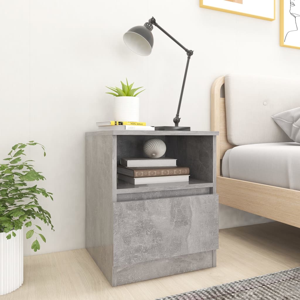 vidaXL Noptiere, 2 buc., gri beton, 40x40x50 cm, PAL vidaXL Noptiere, 2 buc., gri beton, 40x40x50 cm, PAL