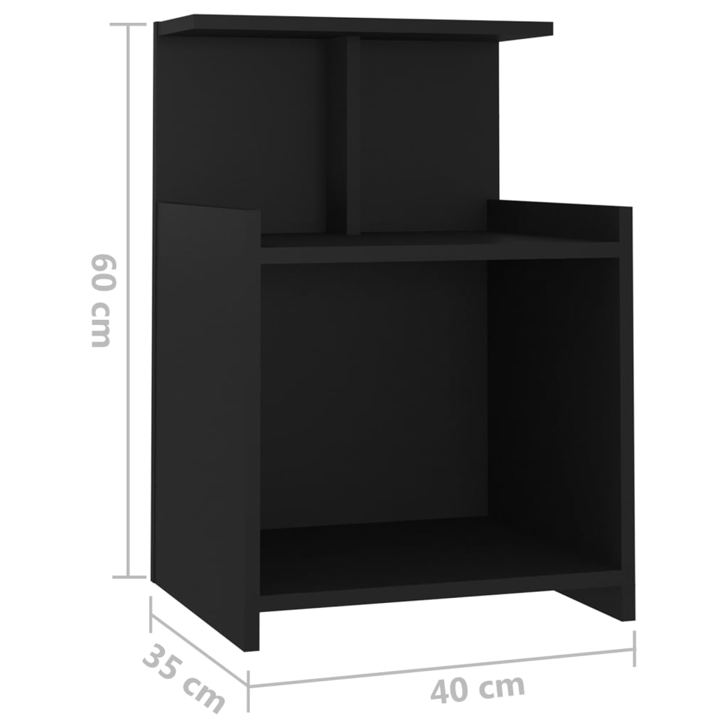 vidaXL Noptiere, 2 buc., negru, 40x35x60 cm, lemn compozit vidaXL Noptiere, 2 buc., negru, 40x35x60 cm, lemn compozit