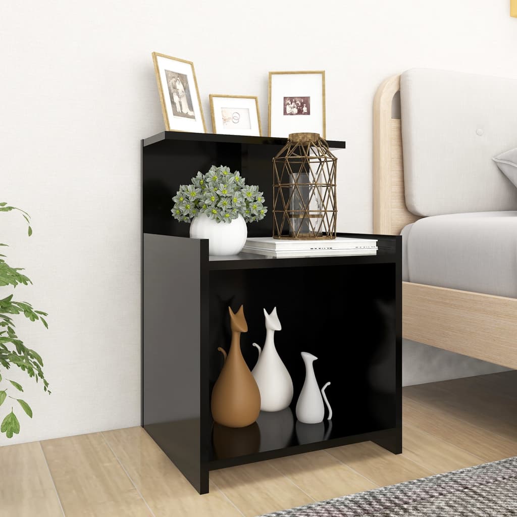 vidaXL Noptiere, 2 buc., negru, 40x35x60 cm, lemn compozit vidaXL Noptiere, 2 buc., negru, 40x35x60 cm, lemn compozit