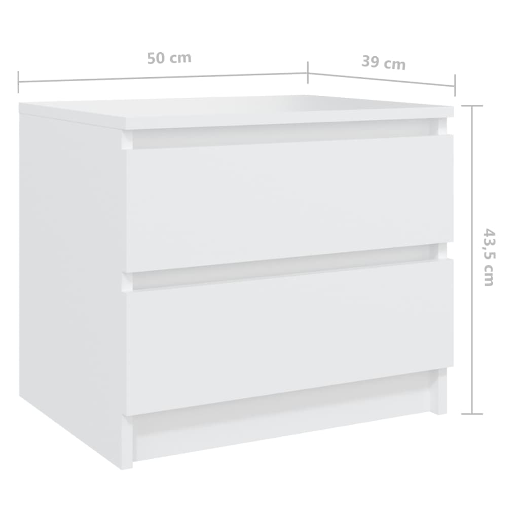 vidaXL Noptiere, 2 buc., alb, 50x39x43,5 cm, PAL