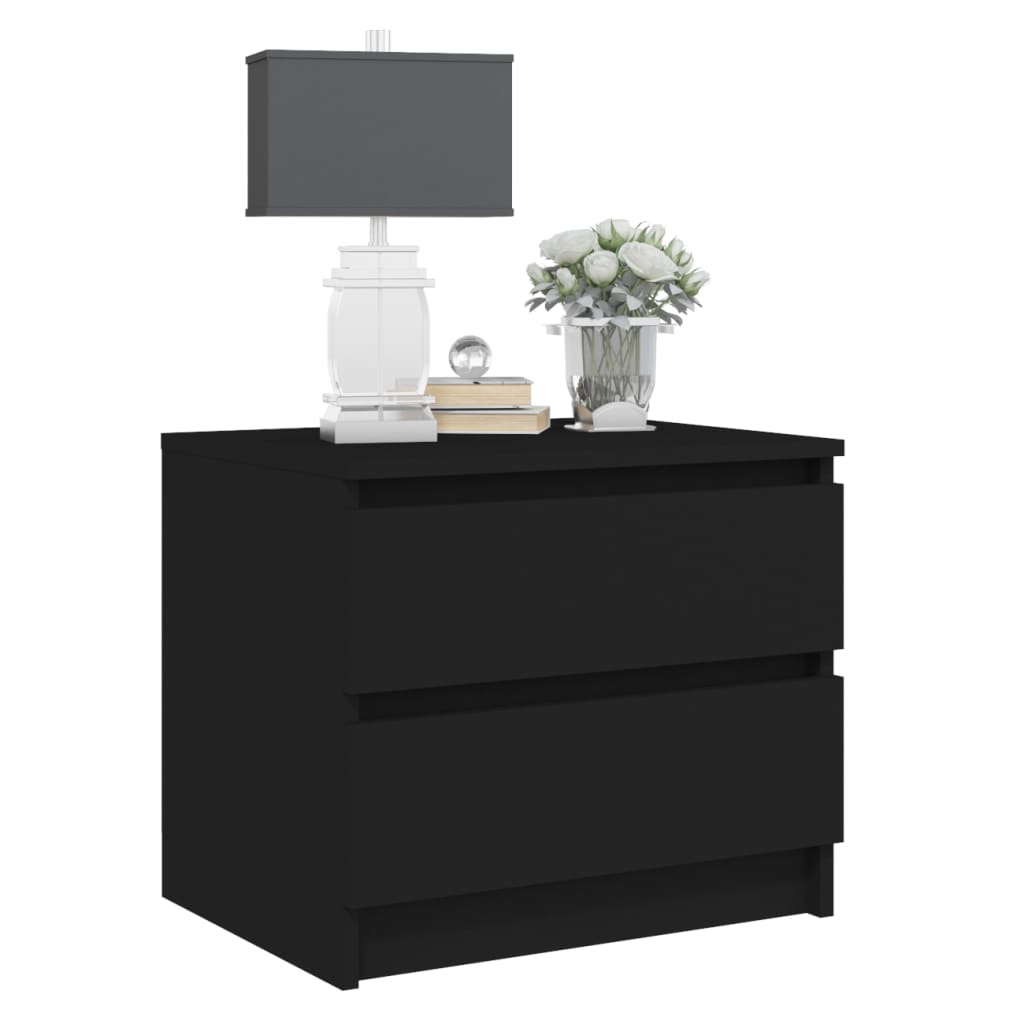 vidaXL Noptiere, 2 buc., negru, 50x39x43,5 cm, PAL vidaXL Noptiere, 2 buc., negru, 50x39x43,5 cm, PAL