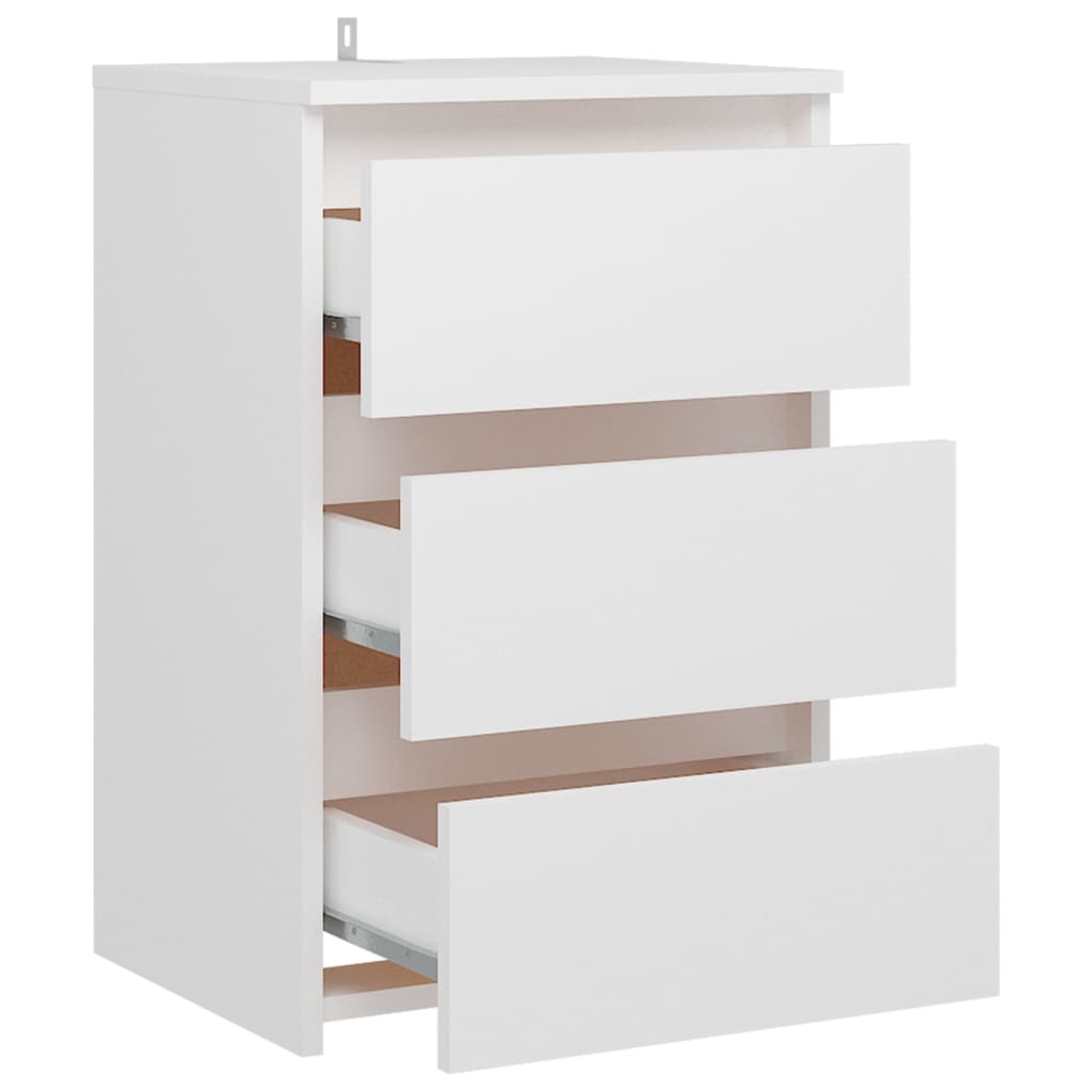 vidaXL Noptiere, 2 buc., alb, 40x35x62,5 cm, lemn compozit