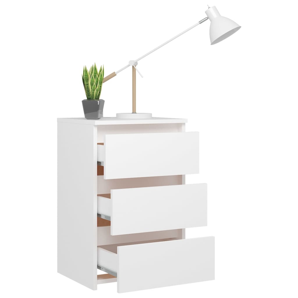 vidaXL Noptiere, 2 buc., alb, 40x35x62,5 cm, lemn compozit