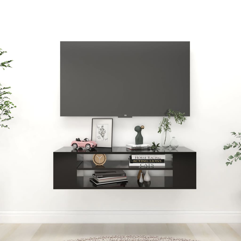 vidaXL Dulap TV suspendat, negru, 100x30x26,5 cm, PAL vidaXL Dulap TV suspendat, negru, 100x30x26,5 cm, PAL
