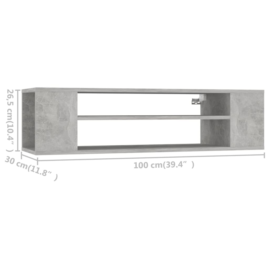 vidaXL Dulap TV suspendat, gri beton, 100x30x26,5 cm, PAL vidaXL Dulap TV suspendat, gri beton, 100x30x26,5 cm, PAL