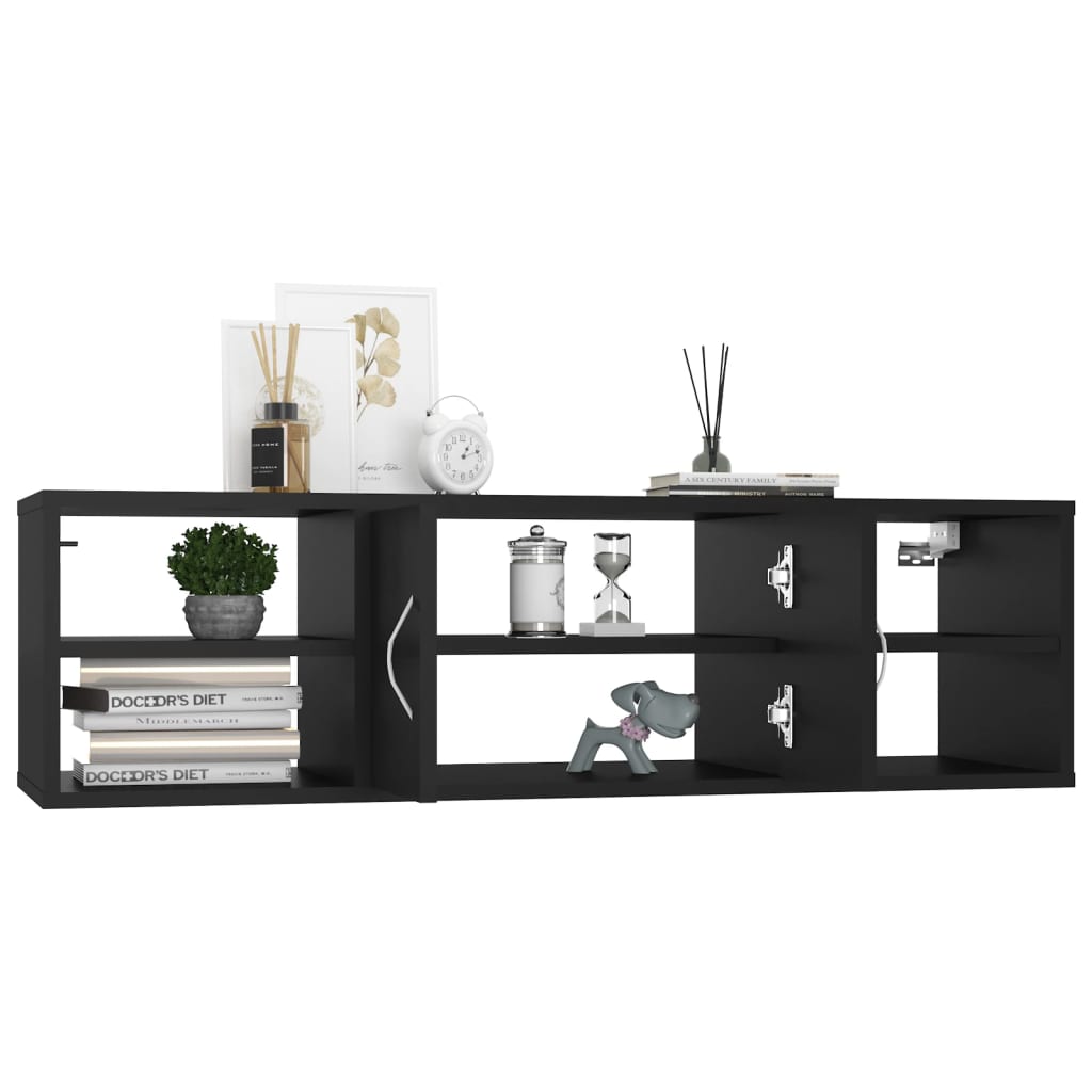 vidaXL Raft de perete, negru, 102x30x29 cm, PAL vidaXL Raft de perete, negru, 102x30x29 cm, PAL