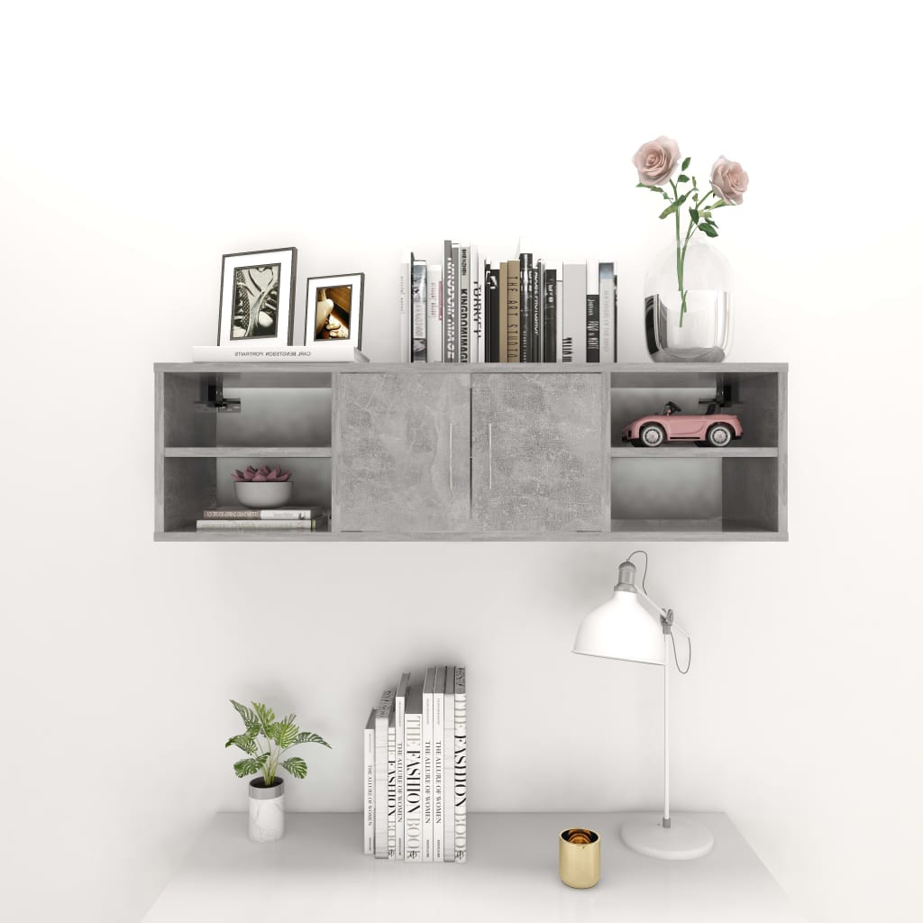 vidaXL Raft de perete, gri beton, 102x30x29 cm, PAL