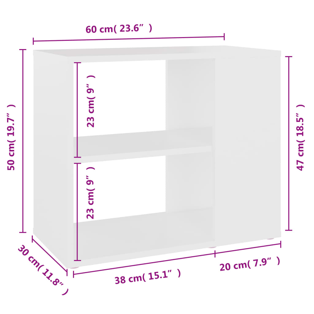 vidaXL Dulap lateral, alb, 60x30x50 cm, PAL