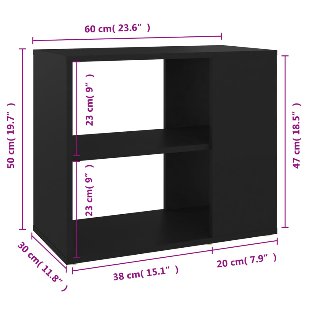 vidaXL Dulap lateral, gri, 60x30x50 cm, lemn prelucrat