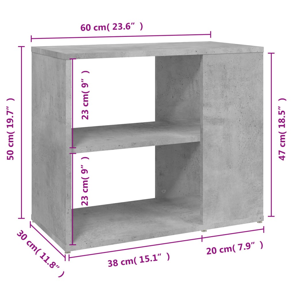 vidaXL Dulap lateral, gri beton, 60x30x50 cm, PAL vidaXL Dulap lateral, gri beton, 60x30x50 cm, PAL