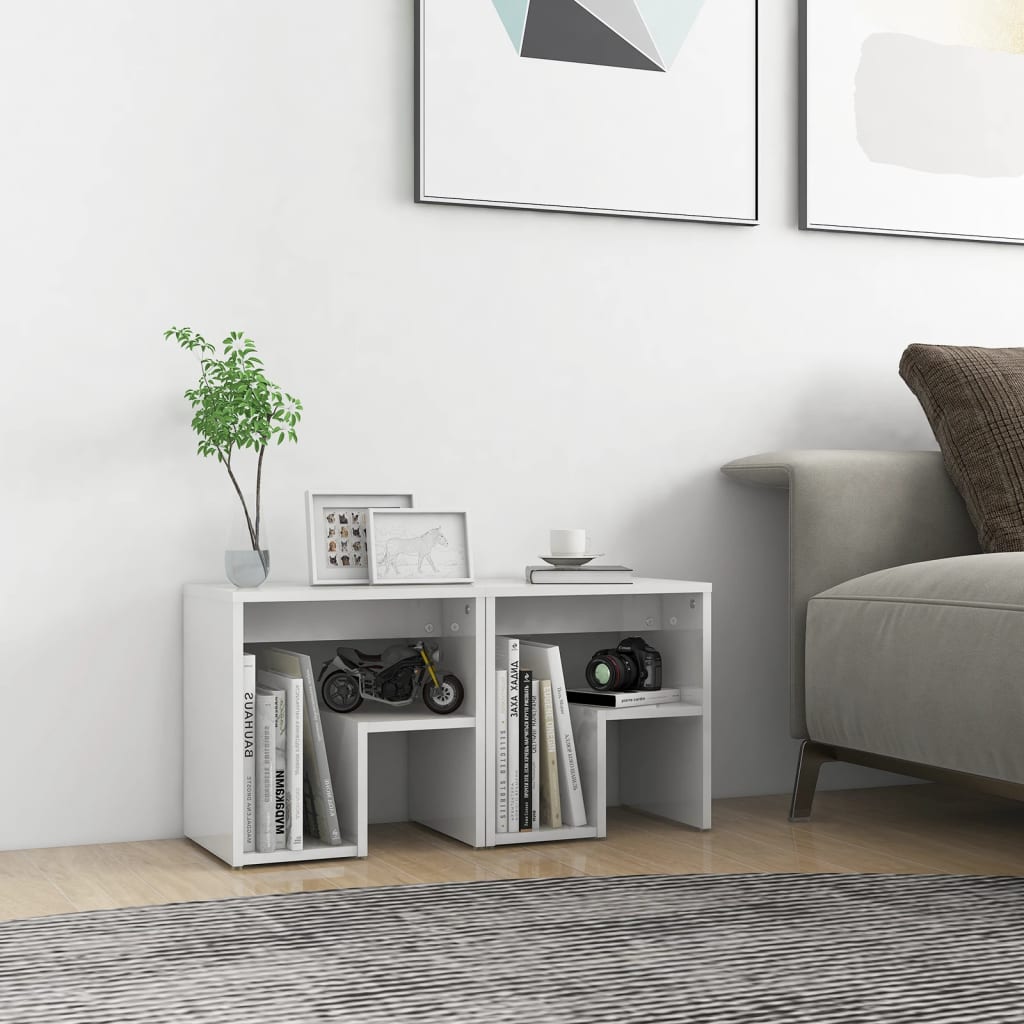 vidaXL Noptiere, 2 buc., alb extralucios, 40x30x40 cm, lemn prelucrat vidaXL Noptiere, 2 buc., alb extralucios, 40x30x40 cm, lemn prelucrat