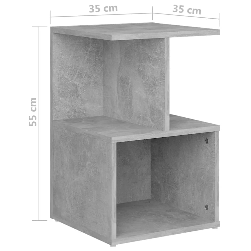 vidaXL Noptiere, 2 buc., gri beton, 35x35x55 cm, PAL