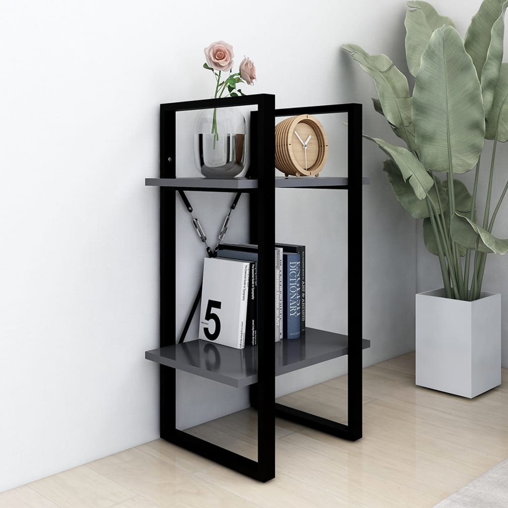 vidaXL Bibliotecă cu 2 rafturi, gri, 40x30x70 cm, PAL vidaXL Bibliotecă cu 2 rafturi, gri, 40x30x70 cm, PAL