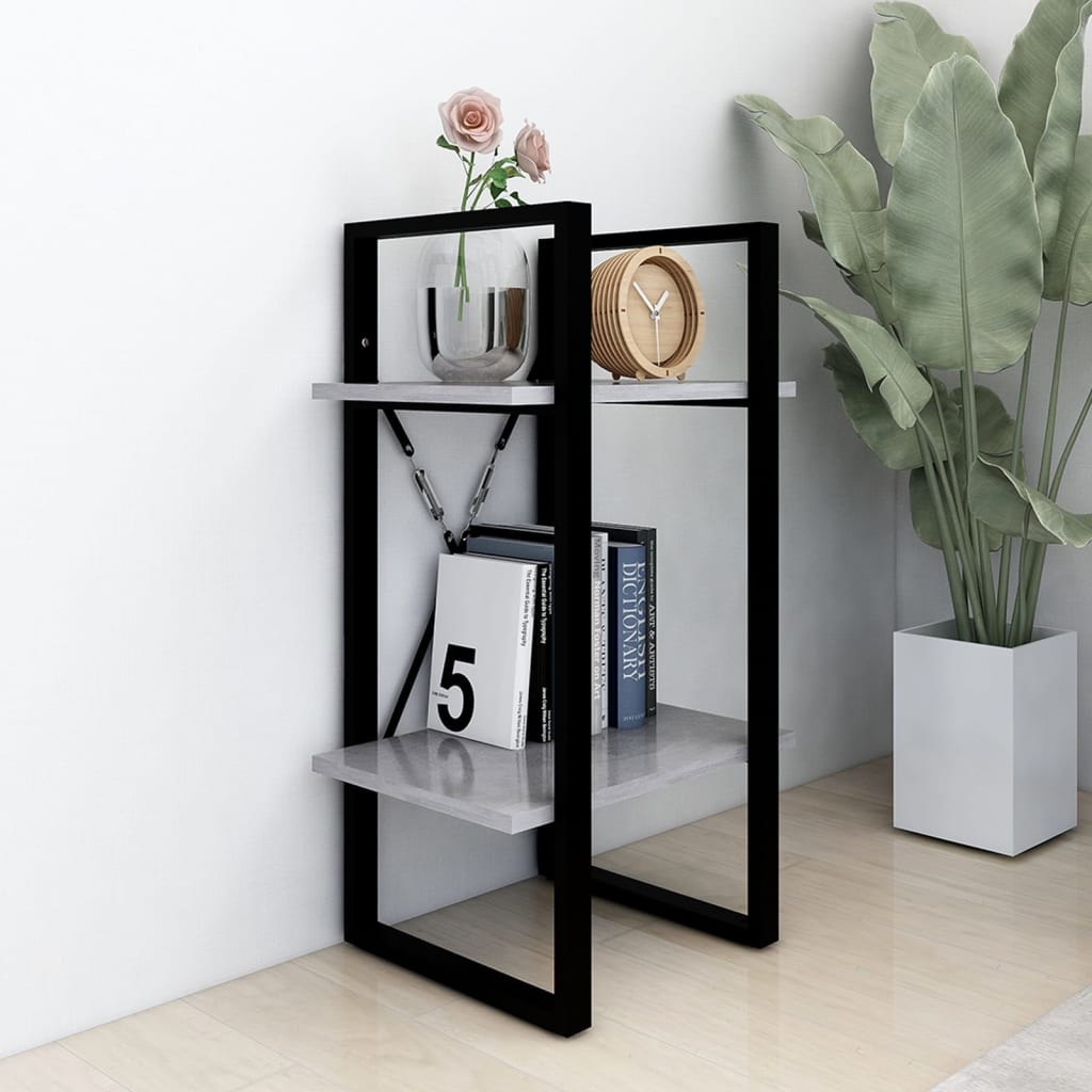 vidaXL Bibliotecă cu 2 rafturi, gri beton, 40x30x70 cm, PAL vidaXL Bibliotecă cu 2 rafturi, gri beton, 40x30x70 cm, PAL