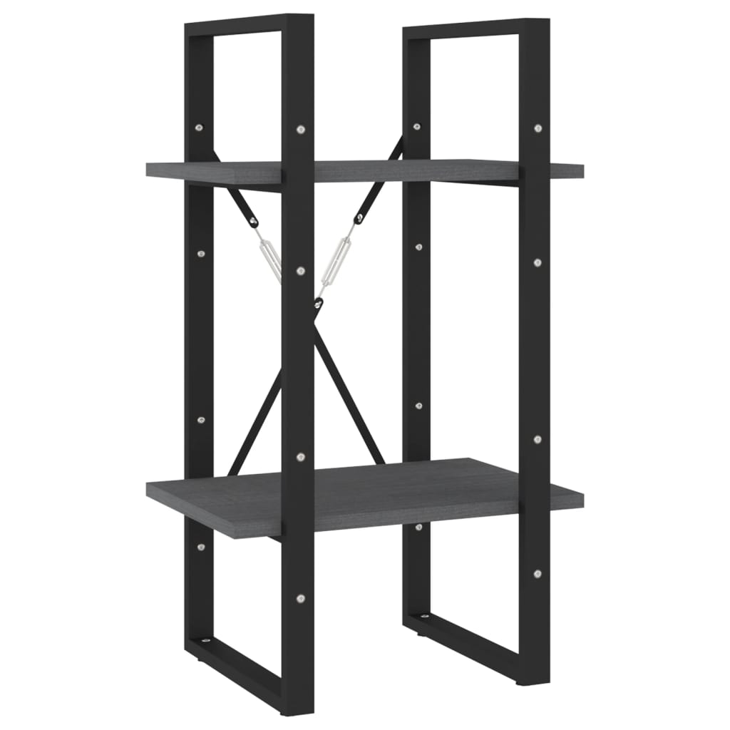 vidaXL Bibliotecă cu 2 rafturi, gri, 40x30x70 cm, lemn masiv de pin vidaXL Bibliotecă cu 2 rafturi, gri, 40x30x70 cm, lemn masiv de pin