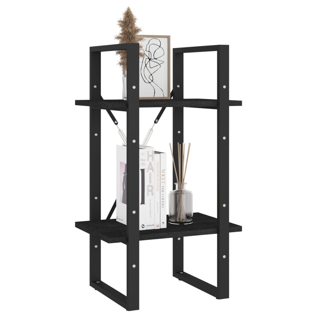 vidaXL Bibliotecă cu 2 rafturi, negru, 40x30x70 cm, lemn masiv de pin vidaXL Bibliotecă cu 2 rafturi, negru, 40x30x70 cm, lemn masiv de pin