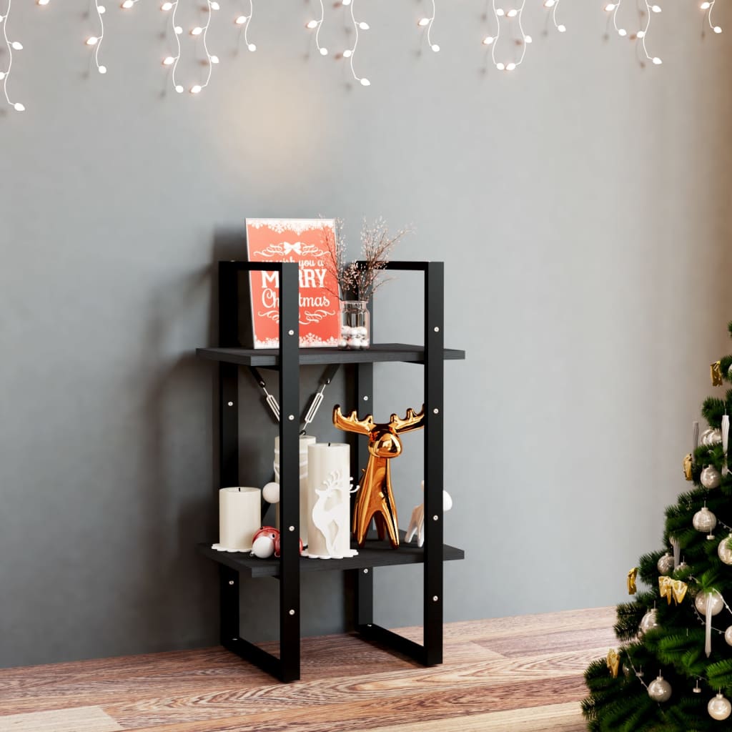 vidaXL Bibliotecă cu 2 rafturi, negru, 40x30x70 cm, lemn masiv de pin vidaXL Bibliotecă cu 2 rafturi, negru, 40x30x70 cm, lemn masiv de pin