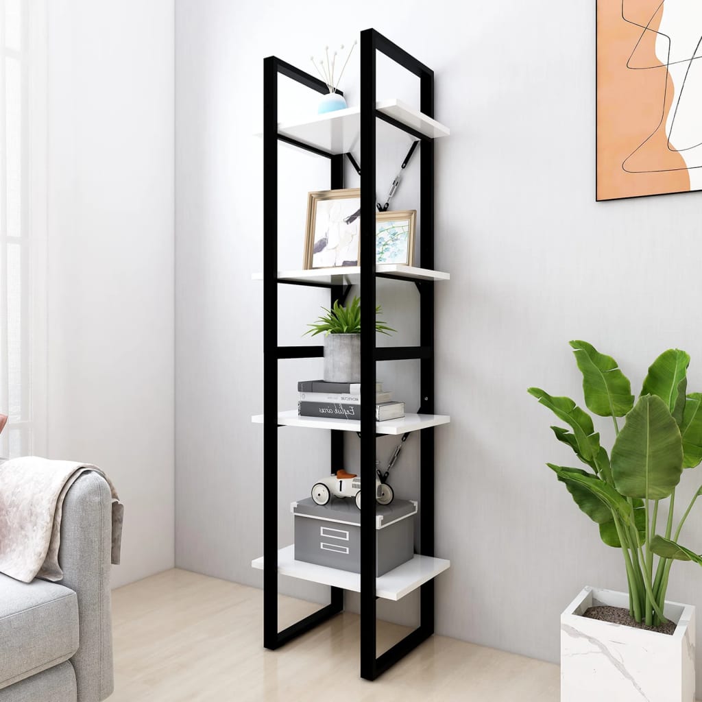 vidaXL Bibliotecă cu 4 rafturi, alb, 40x30x140 cm, PAL vidaXL Bibliotecă cu 4 rafturi, alb, 40x30x140 cm, PAL
