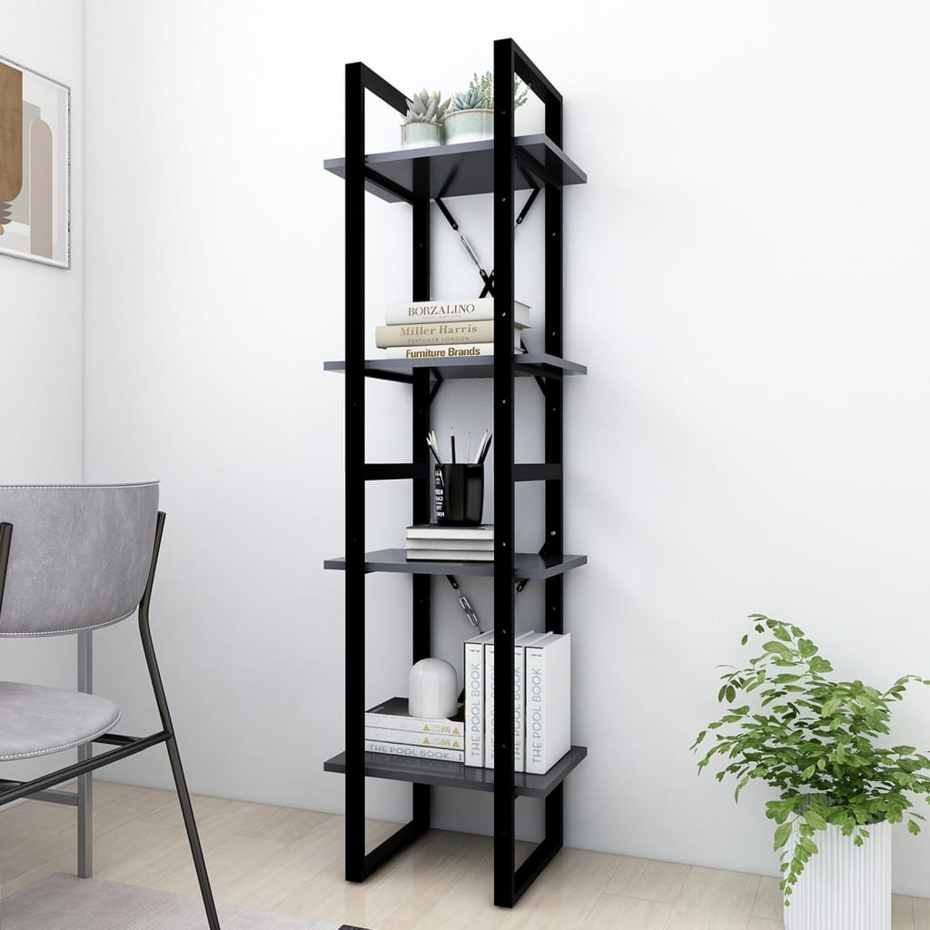 vidaXL Bibliotecă cu 4 rafturi, gri, 40x30x140 cm, PAL vidaXL Bibliotecă cu 4 rafturi, gri, 40x30x140 cm, PAL