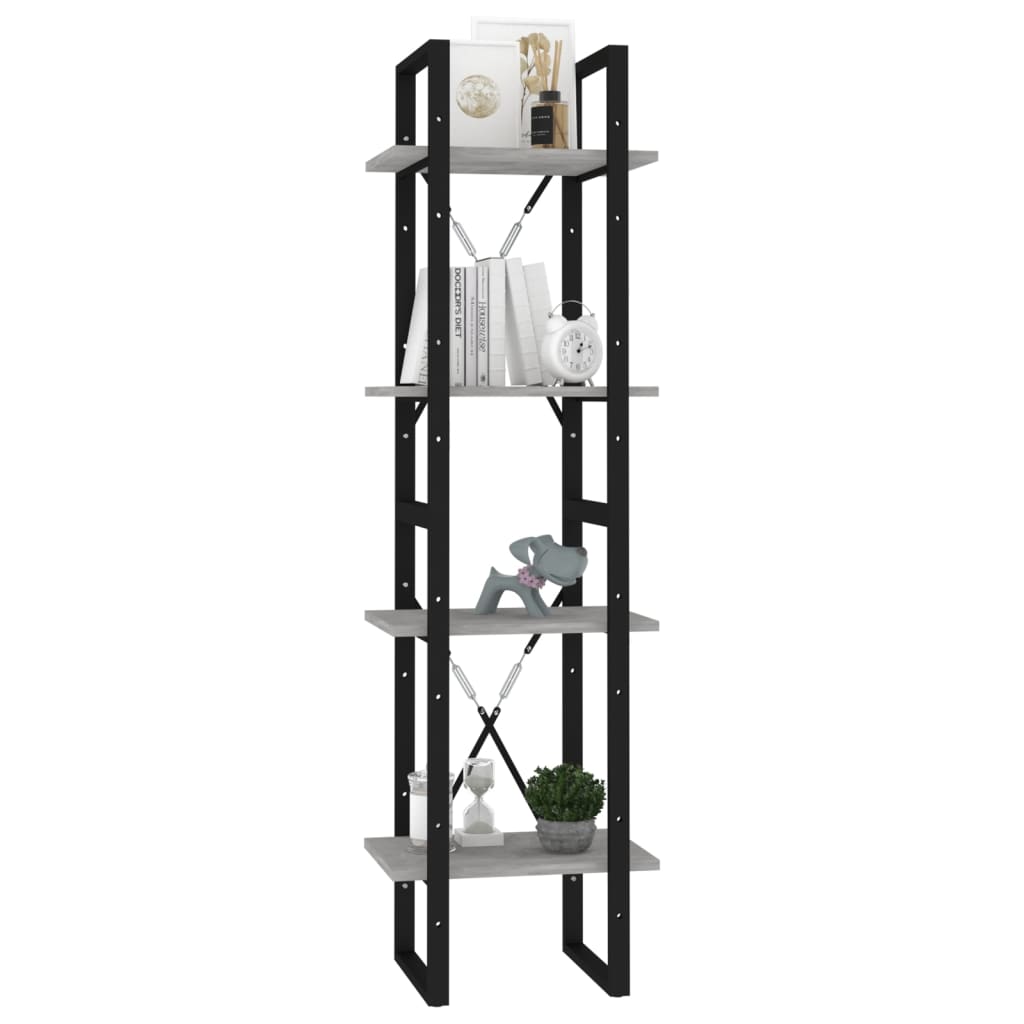 vidaXL Bibliotecă cu 4 rafturi, gri beton, 40x30x140 cm, PAL vidaXL Bibliotecă cu 4 rafturi, gri beton, 40x30x140 cm, PAL