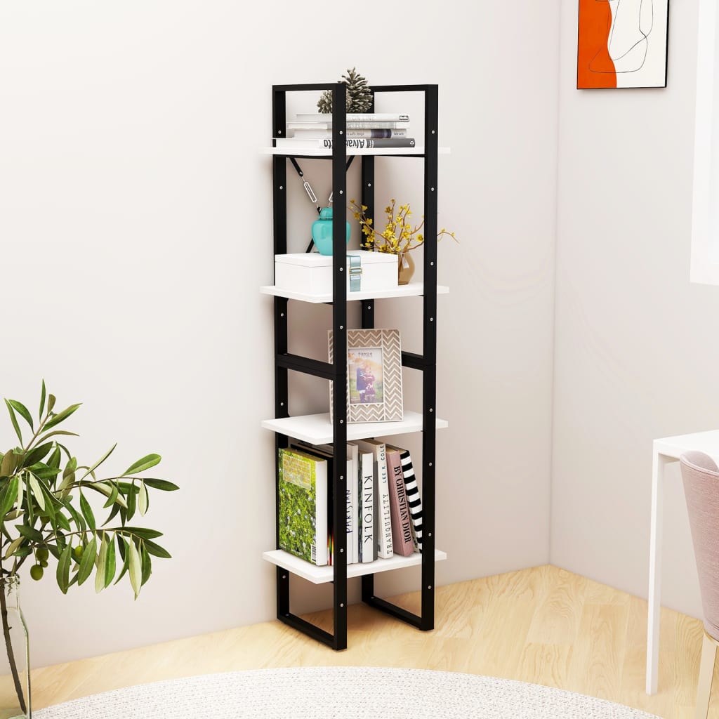 vidaXL Bibliotecă cu 4 rafturi, alb, 40x30x140 cm, lemn masiv de pin vidaXL Bibliotecă cu 4 rafturi, alb, 40x30x140 cm, lemn masiv de pin