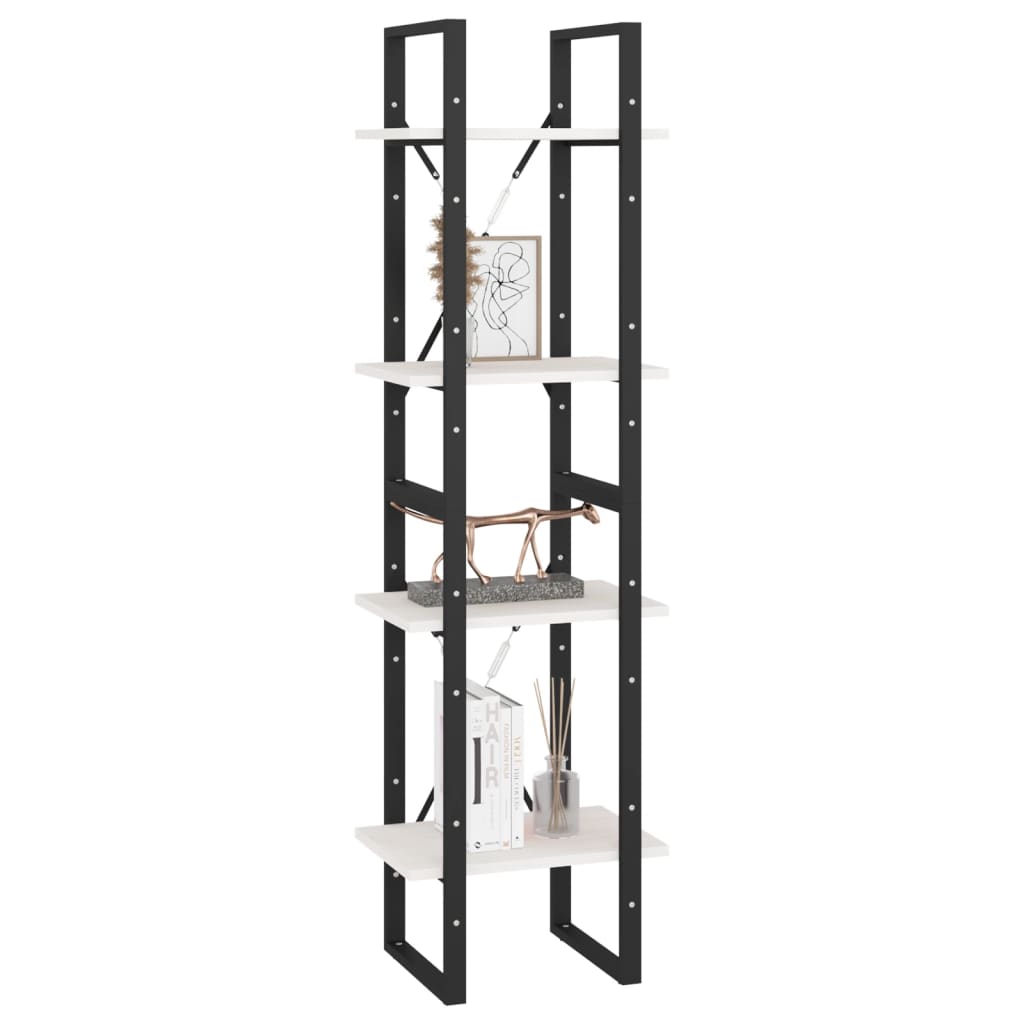 vidaXL Bibliotecă cu 4 rafturi, alb, 40x30x140 cm, lemn masiv de pin vidaXL Bibliotecă cu 4 rafturi, alb, 40x30x140 cm, lemn masiv de pin