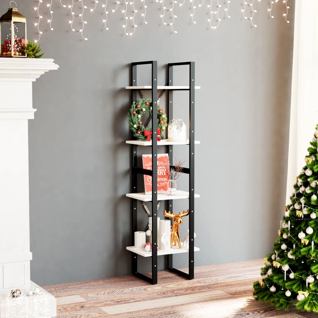 vidaXL Bibliotecă cu 4 rafturi, alb, 40x30x140 cm, lemn masiv de pin vidaXL Bibliotecă cu 4 rafturi, alb, 40x30x140 cm, lemn masiv de pin