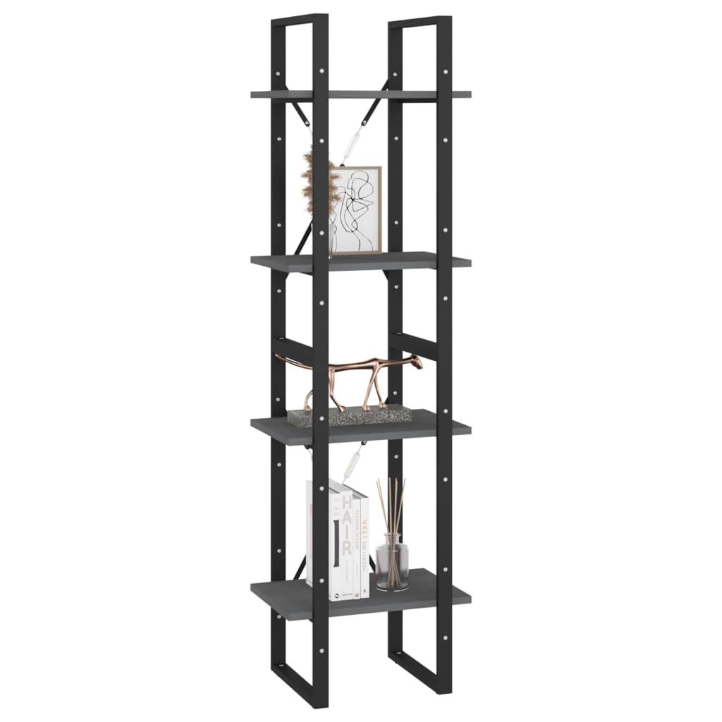 vidaXL Bibliotecă cu 4 rafturi, gri, 40x30x140 cm, lemn masiv de pin vidaXL Bibliotecă cu 4 rafturi, gri, 40x30x140 cm, lemn masiv de pin