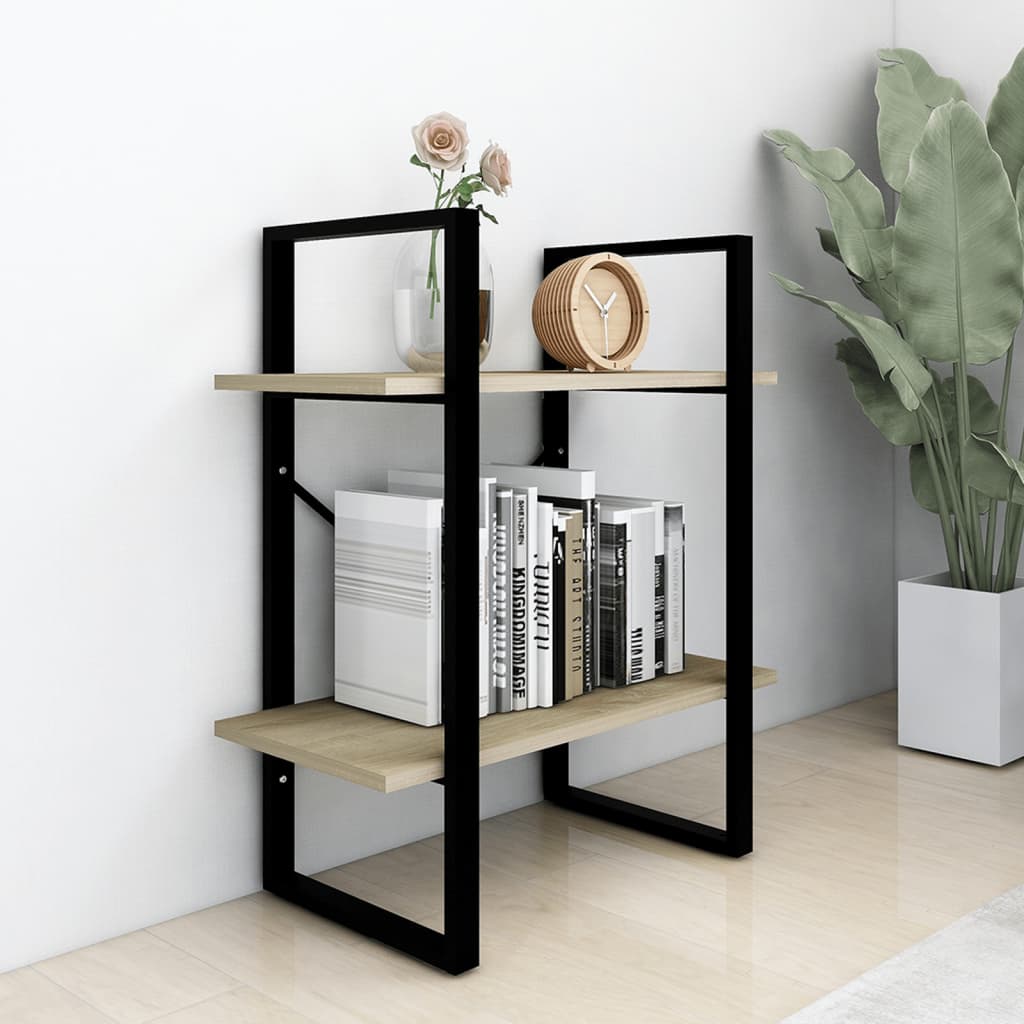 vidaXL Bibliotecă cu 2 rafturi, stejar sonoma, 60x30x70 cm, PAL vidaXL Bibliotecă cu 2 rafturi, stejar sonoma, 60x30x70 cm, PAL