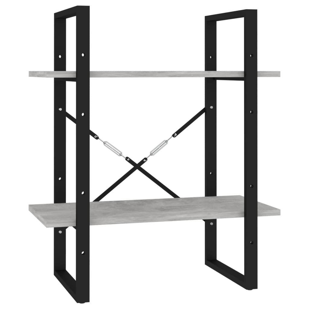 vidaXL Bibliotecă cu 2 rafturi, gri beton, 60x30x70 cm, PAL vidaXL Bibliotecă cu 2 rafturi, gri beton, 60x30x70 cm, PAL