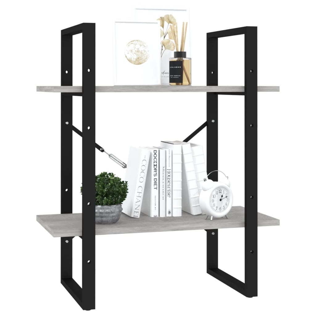 vidaXL Bibliotecă cu 2 rafturi, gri beton, 60x30x70 cm, PAL vidaXL Bibliotecă cu 2 rafturi, gri beton, 60x30x70 cm, PAL