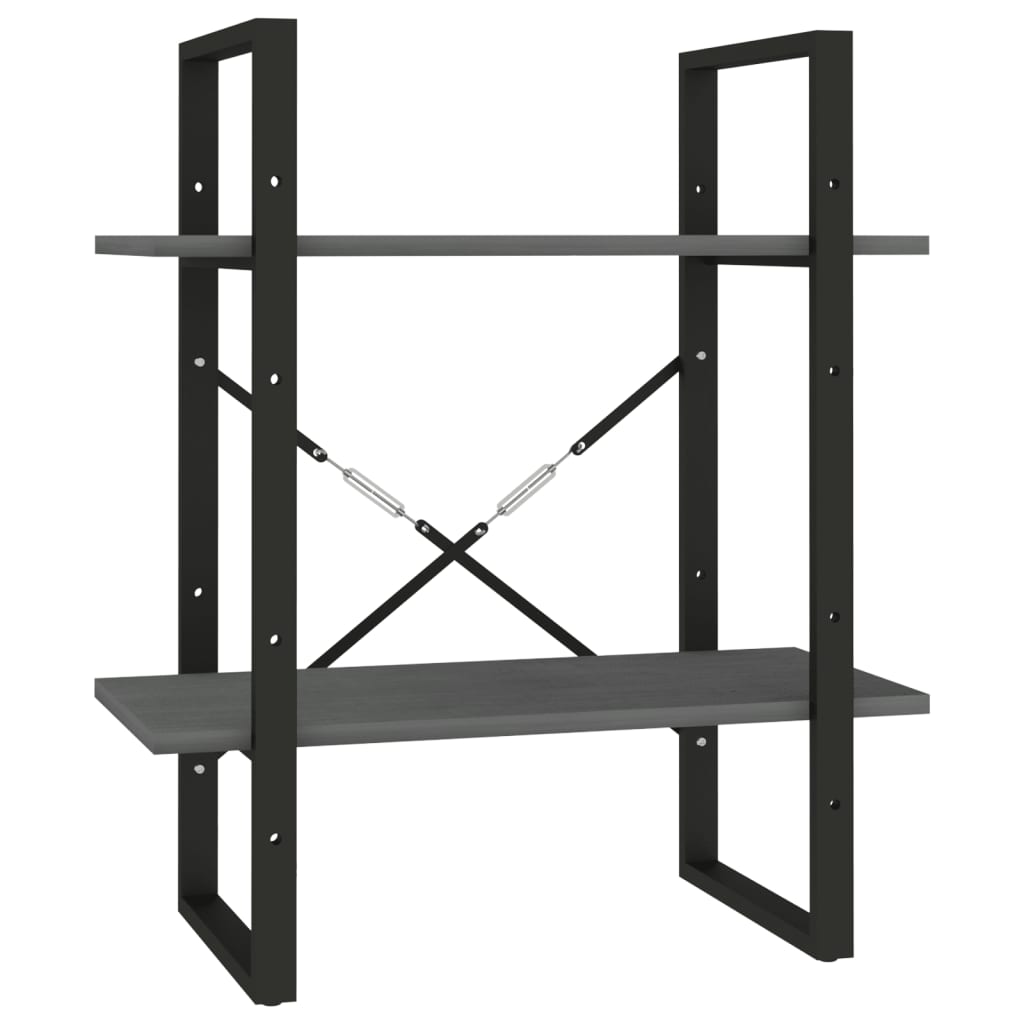 vidaXL Bibliotecă cu 2 rafturi, gri, 60x30x70 cm, lemn masiv de pin vidaXL Bibliotecă cu 2 rafturi, gri, 60x30x70 cm, lemn masiv de pin