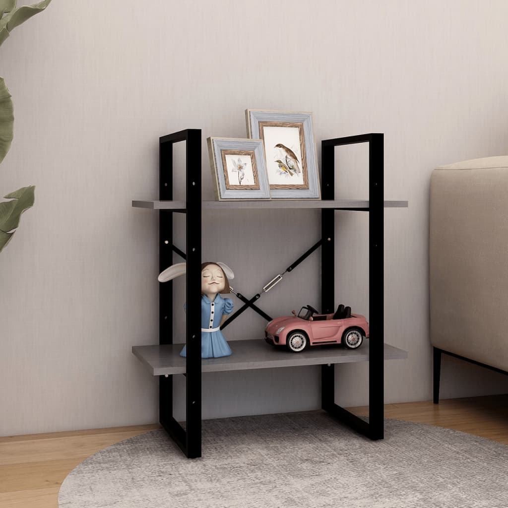 vidaXL Bibliotecă cu 2 rafturi, gri, 60x30x70 cm, lemn masiv de pin vidaXL Bibliotecă cu 2 rafturi, gri, 60x30x70 cm, lemn masiv de pin