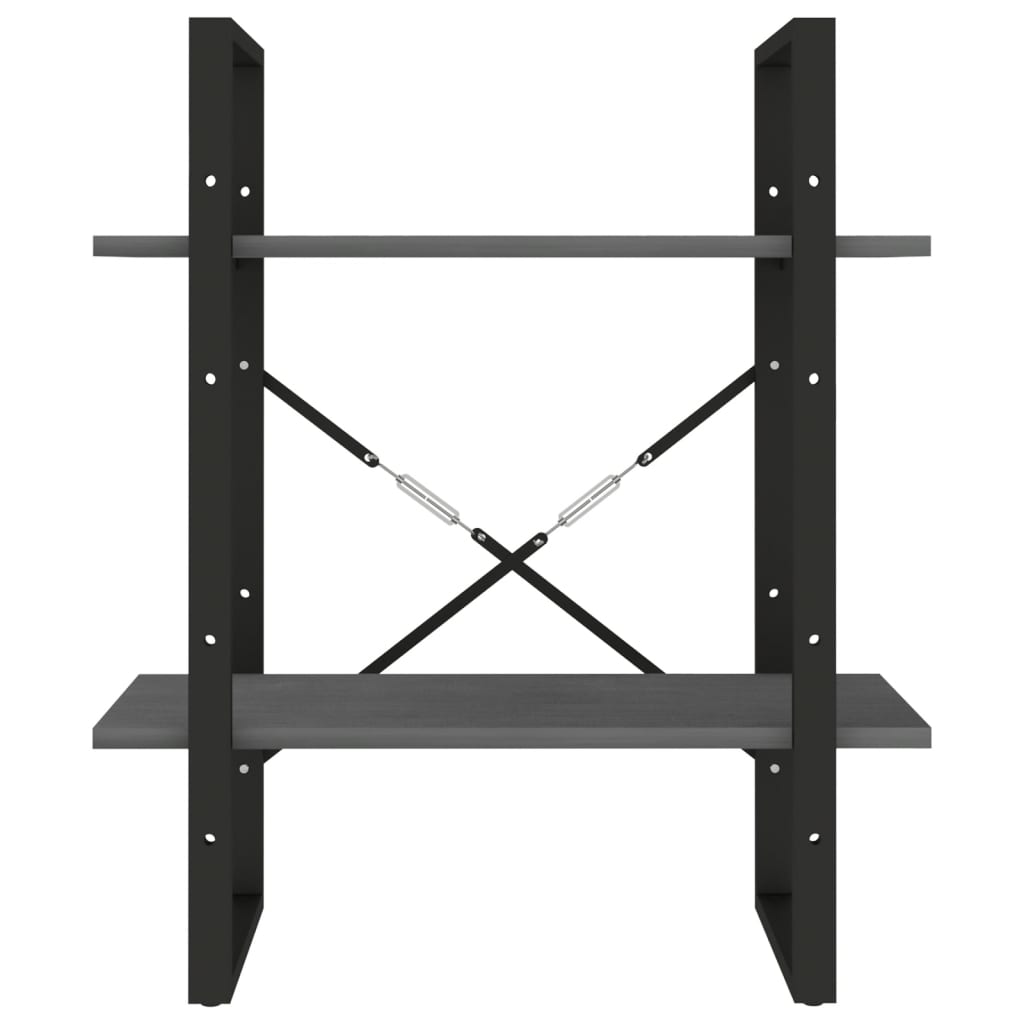 vidaXL Bibliotecă cu 2 rafturi, gri, 60x30x70 cm, lemn masiv de pin vidaXL Bibliotecă cu 2 rafturi, gri, 60x30x70 cm, lemn masiv de pin
